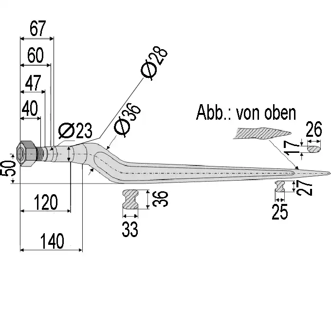 Neu Siloentnahmezinken p. f. Vicon/Trioliet, 88 cm