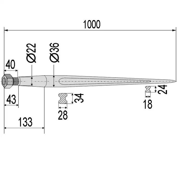 Direktkauf Frontladerzinken p. f. Baas-Trima, 100 cm