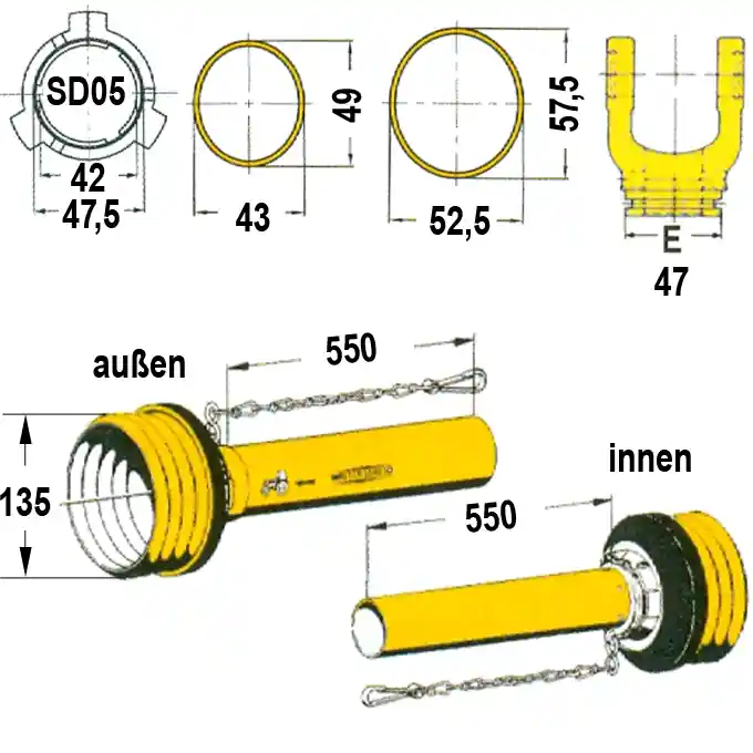 Gelenkwellenschutz komplett, "SD 05", 550 mm Neue Kollektion