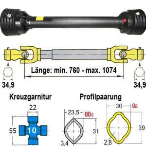 Benzi "Energy" Gelenkwelle L01, Gabelweite 64 mm Preis Gesenkt