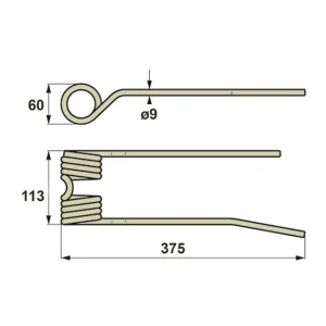 Heuwenderzinken p. f. PZ (Zweegers) PZ106, rechts Geprüft