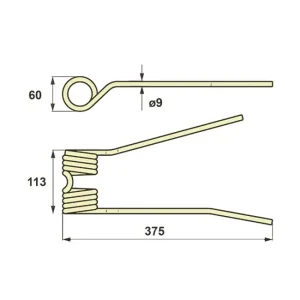 Abverkauf Heuwenderzinken p. f. PZ (Zweegers) PZ111, rechts
