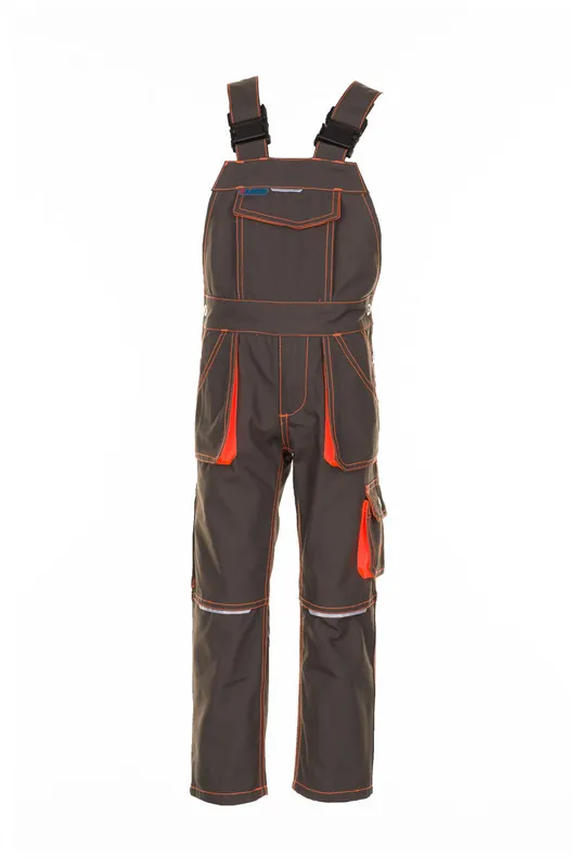 Zertifiziert Kinder-Latzhose Junior, oliv-orange, Gr. 146/152