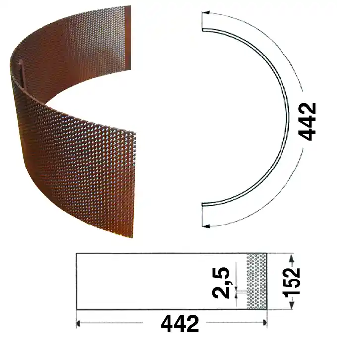 Mühlensieb 442 x 152 x Loch-Ø 2,5 mm Begrenztes Angebot