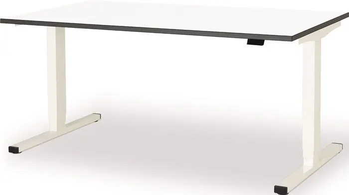Schreibtisch levero H650-1250xB1600xT800mm signalweiß,RAL9003/weiß elektr.MAUSER Versand Am Gleichen Tag