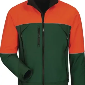 Billig Waldarbeiter-Softshelljacke SANDDORN Gr.L grün/orange ELYSEE