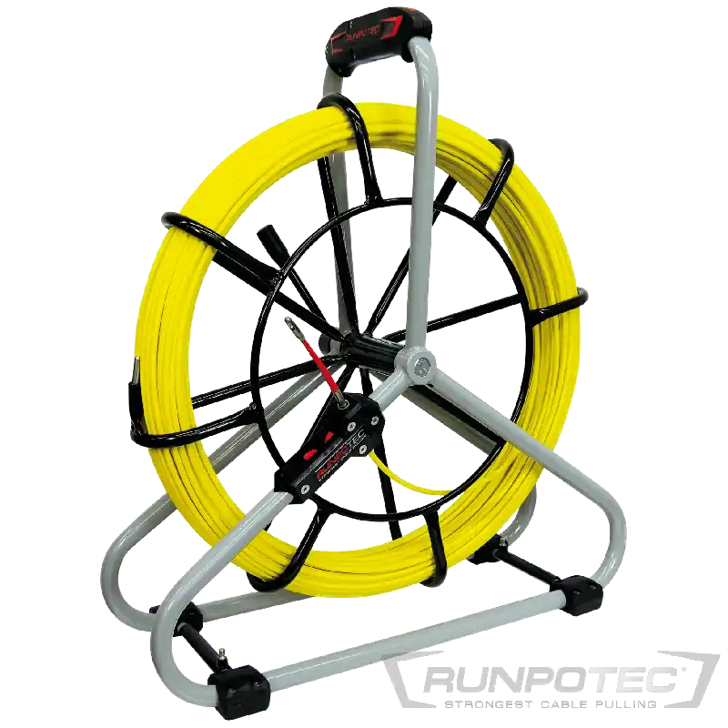 Runpotec Standard-Set Glasfaserstab 80 m Ø 6 mm RUNPOTEC Gewinde RTG Ø 6 mm, inkl. Stahlhaspel Ø 530 mm und Doppelauslaufsystem Top-Seller