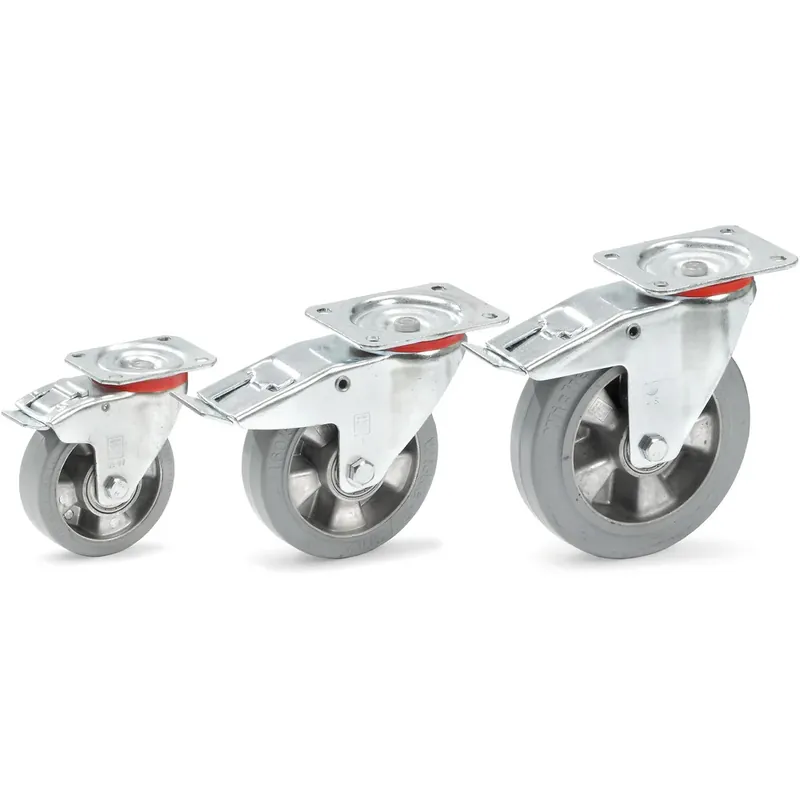 Neue Ware fetra Lenkrolle Tragkraft 350kg Radgröße 200x50mm Stahlblech verzinkt m.Feststeller m.Elasticbereifung