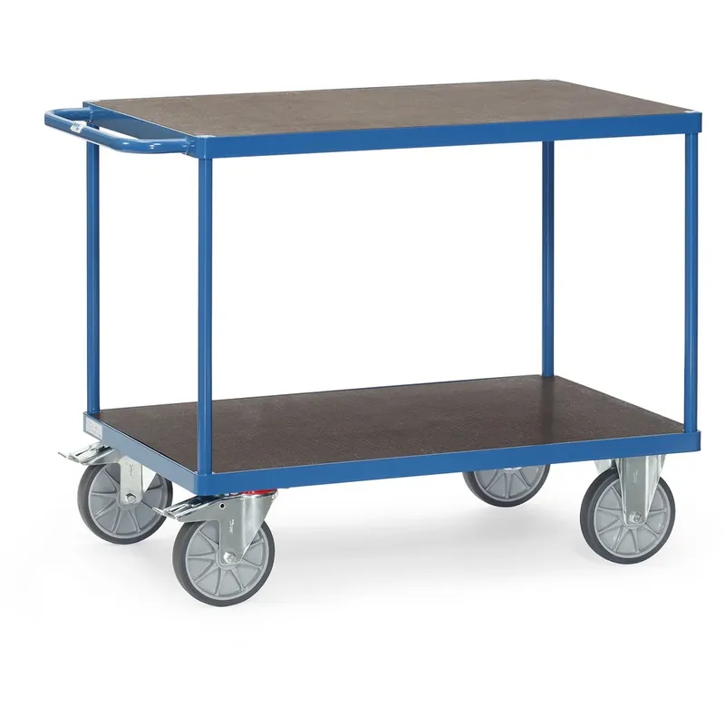 Preiswert fetra Tischwagen 2 Ladeflächen L1200xB800mm brillantblau, RAL 5007 Trgf.600 kg