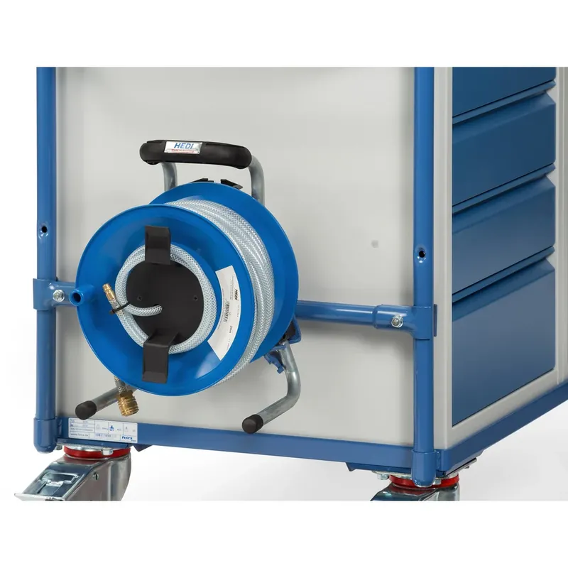 Sichere Zahlung fetra Druckluftschlauchtrommel m.25m Schlauch-NW6 Anbausatz pulverbeschichtet blau RAL 5007 f.Tischwagen 1250 x 800
