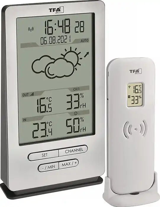 Saisonangebot Funkwetterstation XENA H145xB82xT47mm silber Ku.f.innen/außen