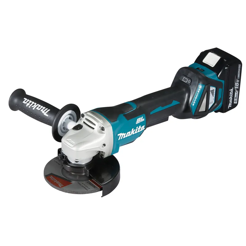 Super-Preis Makita DGA515RTJ Akku-Winkelschleifer 18V mit Paddleschalter / 5,0 Ah, 2 Akkus + Ladegerät im MAKPAC
