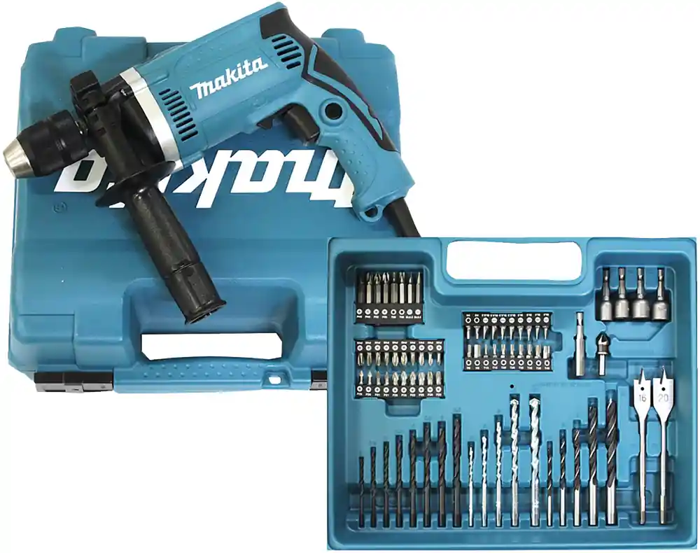 Billig Makita HP1631KX3 Schlagbohrmaschine im Koffer, 710 W + 74tlg. Zubehör
