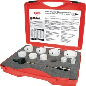 Mega-Angebot Lochsägensatz 11-tlg.19-64mm Schnitt-T.38mm HSSE-Co8-Bi-Metall RUKO