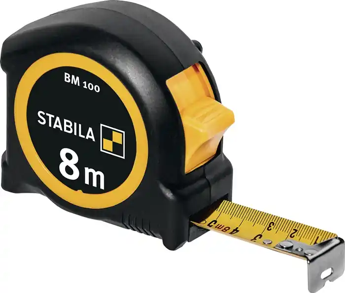Taschenrollbandmaß BM 100 L.8m B.25mm mm/mm EG II ABS/TPE Metall-Clip STABILA Neu Im Sortiment