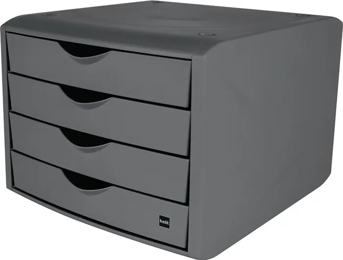 Schubladenbox m.Auszugssperre 4 Schubl.lichtgrau H215xB265xT332mm HELIT Meistverkauft