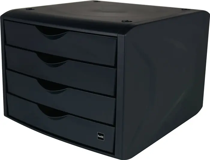 Meistverkauft Schubladenbox m.Auszugssperre 4 Schubl.schwarz H215xB265xT332mm HELIT