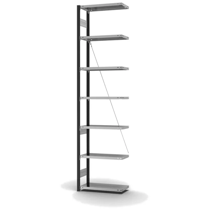 hofe Anbau-Fachbodenregal für Einseitige Nutzung - Stecksystem ORION PLUS - Fachlast 150 kg - H3000 B750 T300 mm - Profile RAL7016 anthrazitgrau - Böden verzinkt Nur Heute