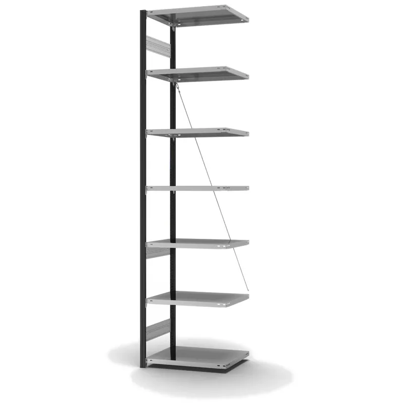 Schneller Versand hofe Anbau-Fachbodenregal für Einseitige Nutzung - Stecksystem ORION PLUS - Fachlast 140 kg - H3000 B750 T500 mm - Profile RAL7016 anthrazitgrau - Böden verzinkt