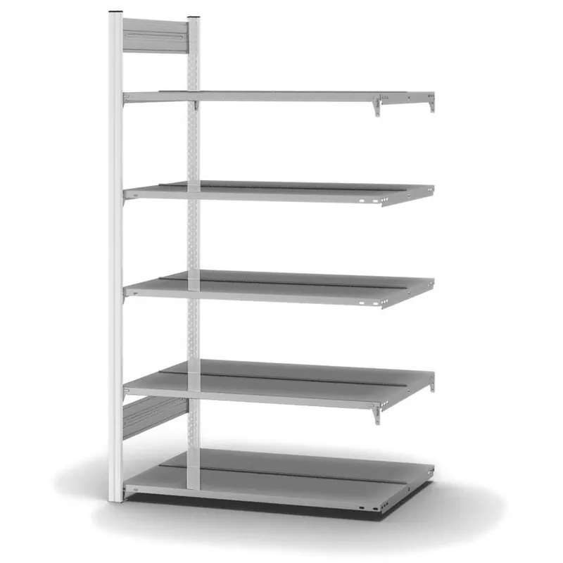 hofe Akten-Anbauregal für Zweiseitige Nutzung - Stecksystem ORION PLUS - 1000x600mm 1750mm Profil verkehrsweiß RAL9016 + Boden verzinkt Begrenztes Angebot