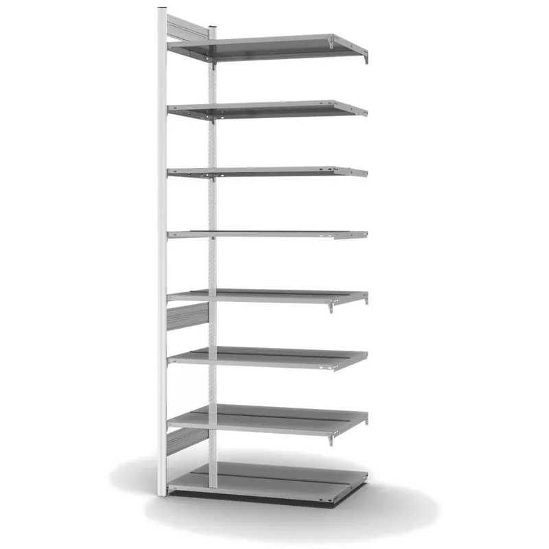 Saisonangebot hofe Akten-Anbauregal für Zweiseitige Nutzung - Stecksystem ORION PLUS - 1000x600mm 2700mm Profil verkehrsweiß RAL9016 + Boden verzinkt