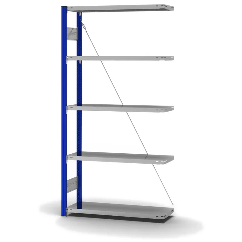 hofe Anbau-Fachbodenregal für Einseitige Nutzung - Stecksystem ORION PLUS - Fachlast 150 kg - H2000 B1000 T300 mm - Profile RAL5010 enzianblau - Böden verzinkt Versand Am Gleichen Tag