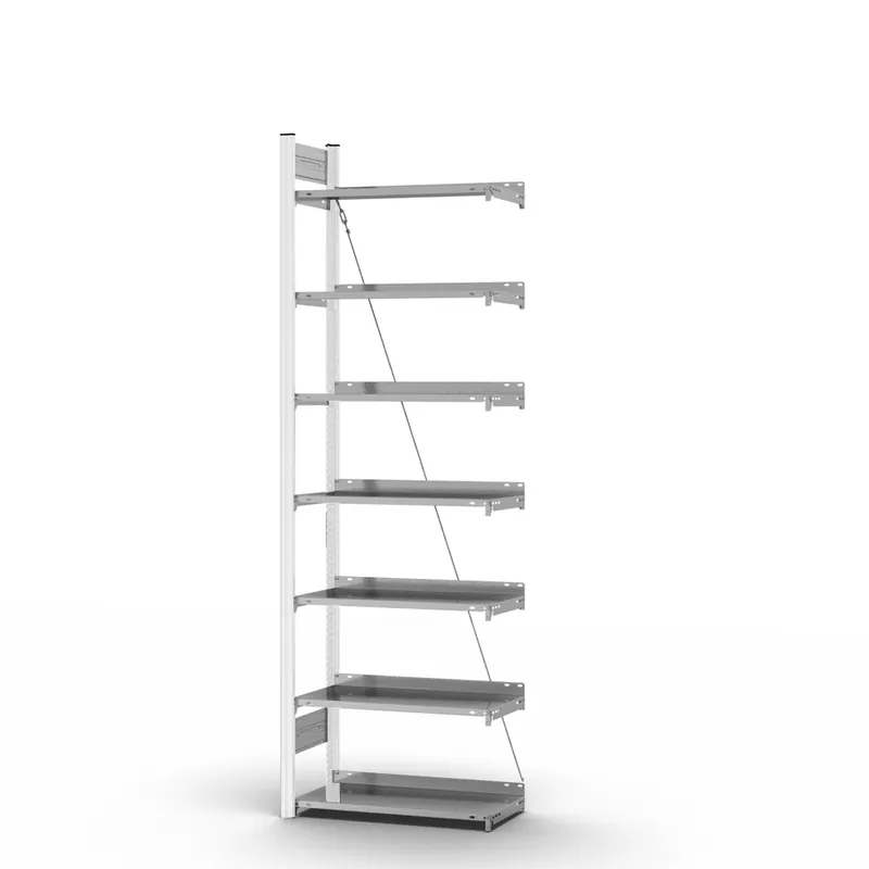 Wochenendangebot hofe Akten-Anbauregal für Einseitige Nutzung - Stecksystem ORION PLUS - 750x300mm 2350mm Profil verkehrsweiß RAL9016 + Boden verzinkt