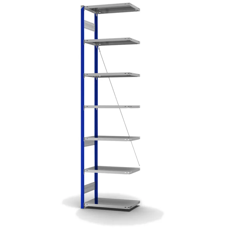 hofe Anbau-Fachbodenregal für Einseitige Nutzung - Stecksystem ORION PLUS - Fachlast 145 kg - H3000 B750 T400 mm - Profile RAL5010 enzianblau - Böden verzinkt Neue Kollektion
