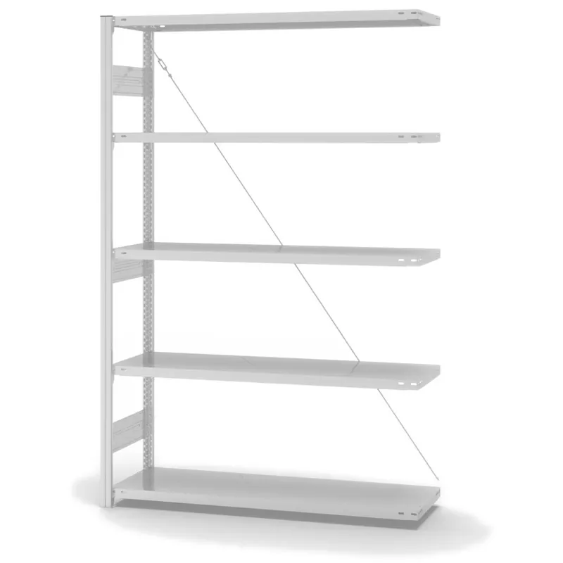 Schneller Versand hofe Anbau-Fachbodenregal für Einseitige Nutzung - Stecksystem ORION PLUS - Fachlast 315 kg - H2000 B1300 T400 mm - RAL7035 Lichtgrau