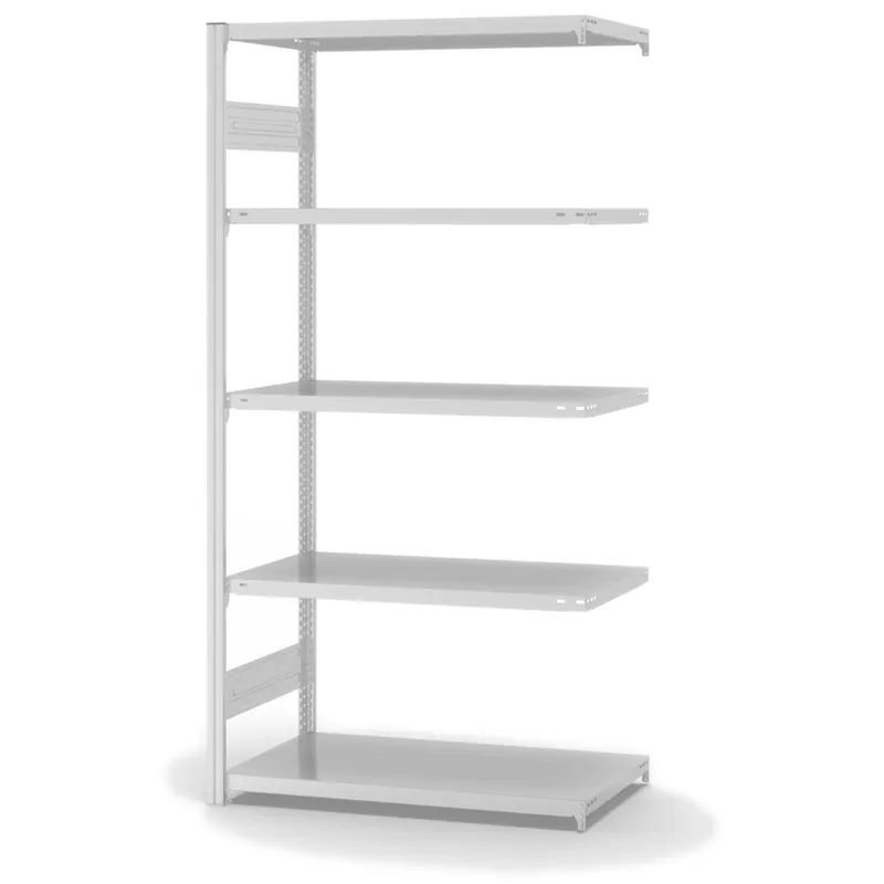 hofe Anbau-Fachbodenregal für Beidseitige Nutzung - Stecksystem ORION PLUS - Fachlast 140 kg - H2000 B1000 T500 mm - RAL7035 Lichtgrau Bestseller