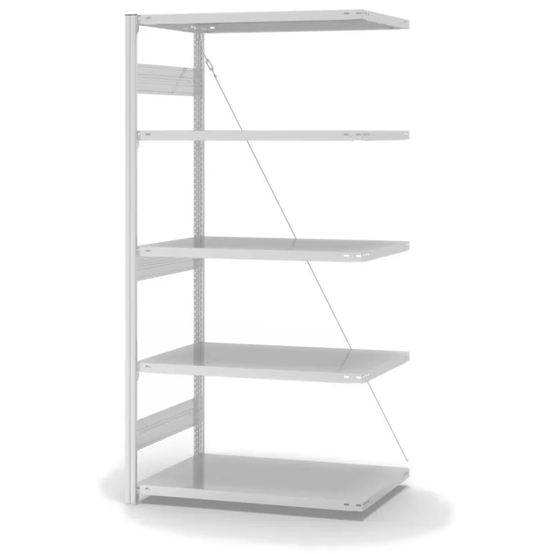 Neuheit hofe Anbau-Fachbodenregal für Einseitige Nutzung - Stecksystem ORION PLUS - Fachlast 330 kg - H2000 B1000 T600 mm - RAL7035 Lichtgrau