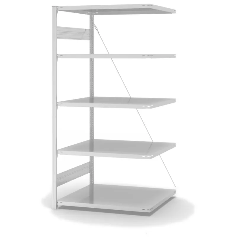 Versand Am Gleichen Tag hofe Anbau-Fachbodenregal für Einseitige Nutzung - Stecksystem ORION PLUS - Fachlast 230 kg - H2000 B1000 T800 mm - RAL7035 Lichtgrau