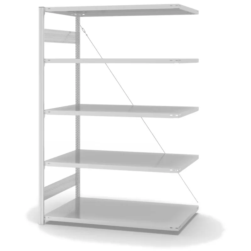hofe Anbau-Fachbodenregal für Einseitige Nutzung - Stecksystem ORION PLUS - Fachlast 240 kg - H2000 B1300 T800 mm - RAL7035 Lichtgrau Versand Am Gleichen Tag