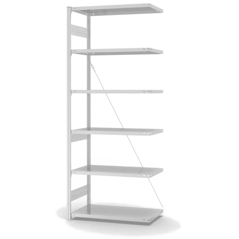 Direktkauf hofe Anbau-Fachbodenregal für Einseitige Nutzung - Stecksystem ORION PLUS - Fachlast 230 kg - H2500 B1000 T500 mm - RAL7035 Lichtgrau