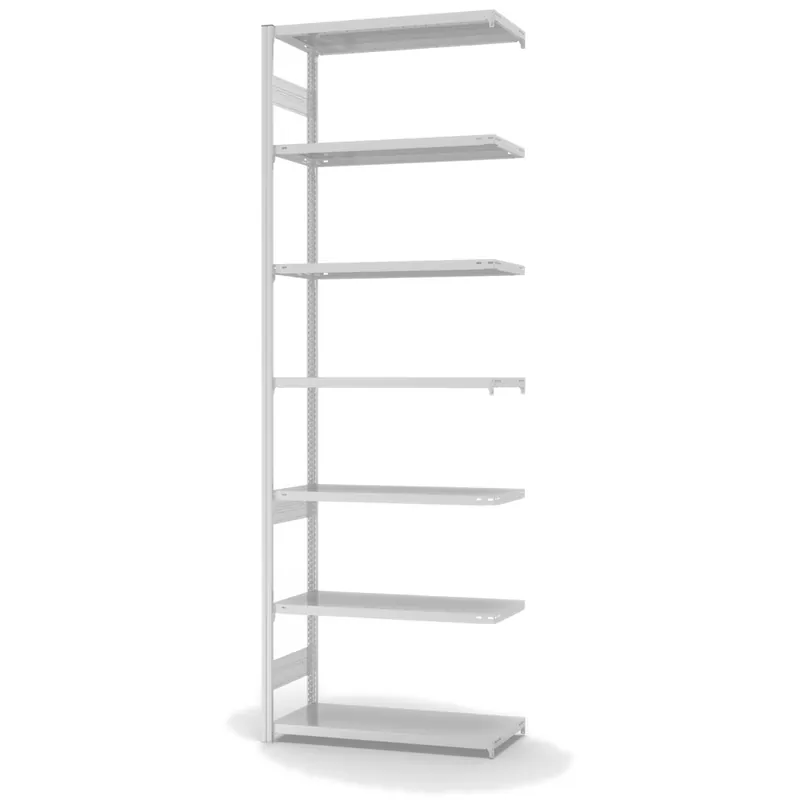 Highlight hofe Anbau-Fachbodenregal für Beidseitige Nutzung - Stecksystem ORION PLUS - Fachlast 145 kg - H3000 B1000 T400 mm - RAL7035 Lichtgrau