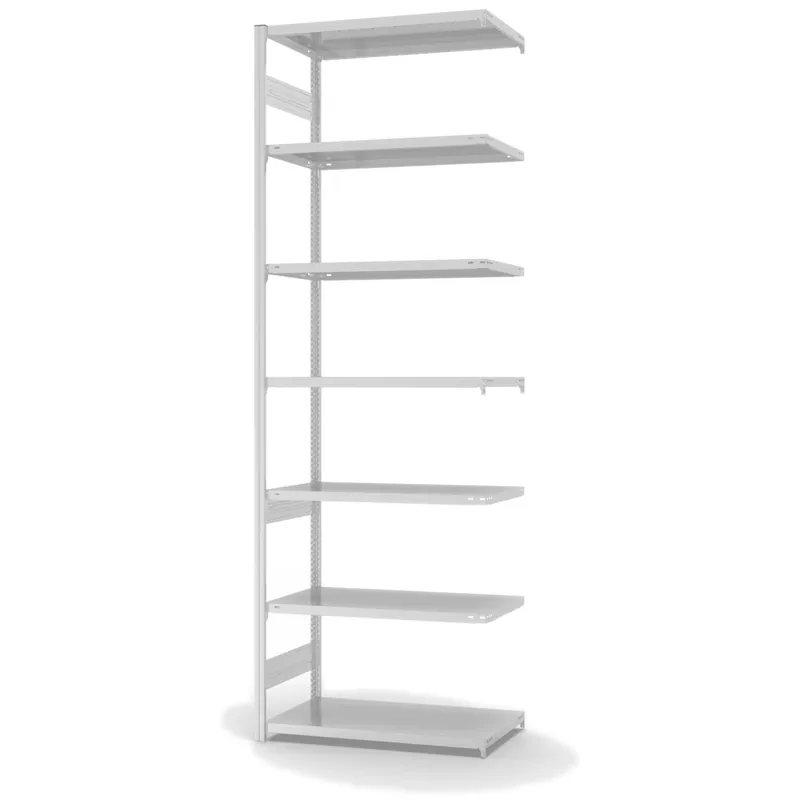 hofe Anbau-Fachbodenregal für Beidseitige Nutzung - Stecksystem ORION PLUS - Fachlast 140 kg - H3000 B1000 T500 mm - RAL7035 Lichtgrau Direktkauf