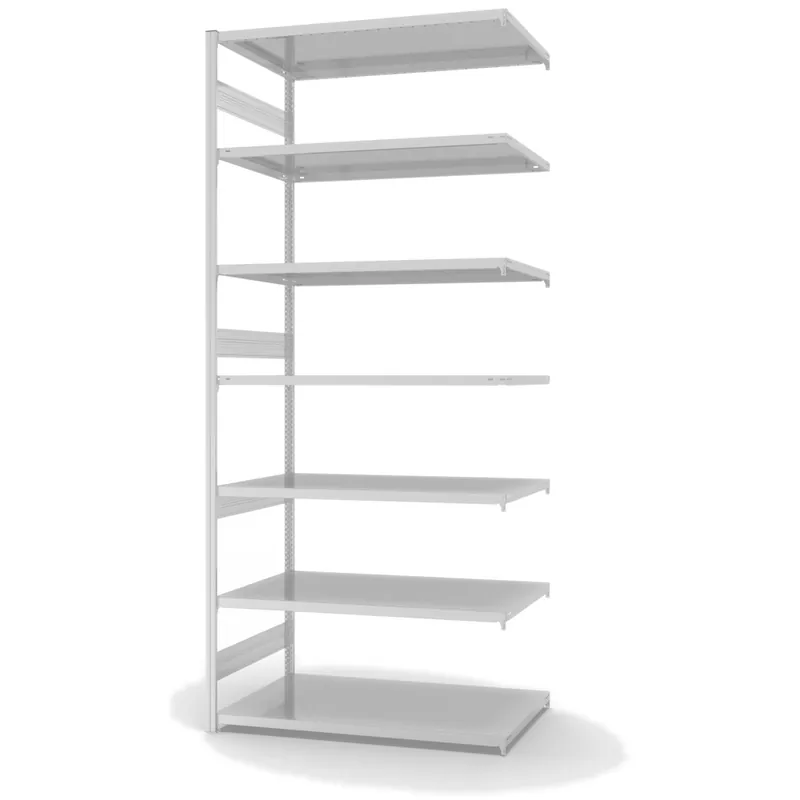 hofe Anbau-Fachbodenregal für Beidseitige Nutzung - Stecksystem ORION PLUS - Fachlast 330 kg - H3000 B1300 T800 mm - RAL7035 Lichtgrau Solange Der Vorrat Reicht
