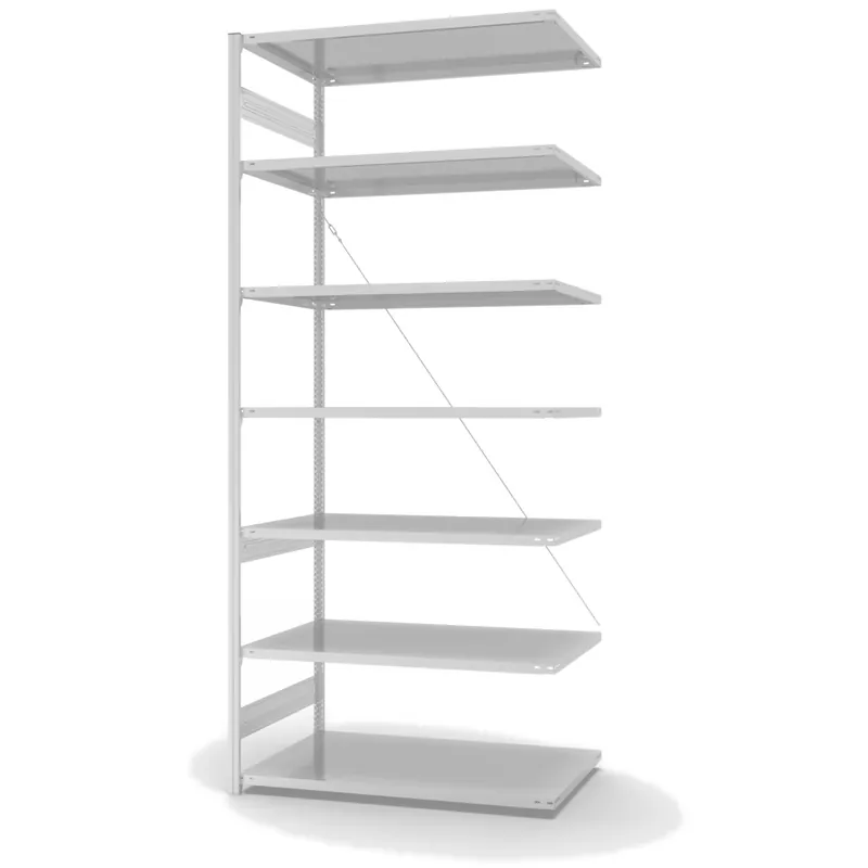hofe Anbau-Fachbodenregal für Einseitige Nutzung - Stecksystem ORION PLUS - Fachlast 190 kg - H3000 B1300 T800 mm - RAL7035 Lichtgrau Beliebt