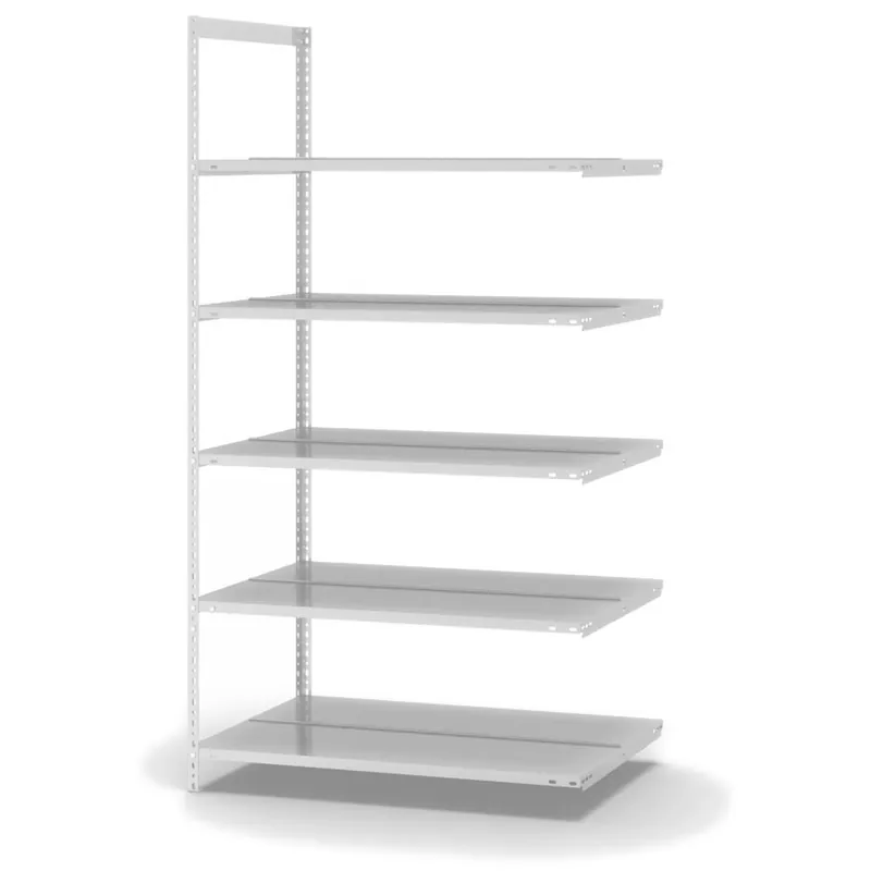 hofe Akten-Anbauregal für Zweiseitige Nutzung - Schraubsystem WR - 1000 x 600 mm1850 mm Winkelpfosten und Böden RAL7035 lichtgrau Knallerangebot