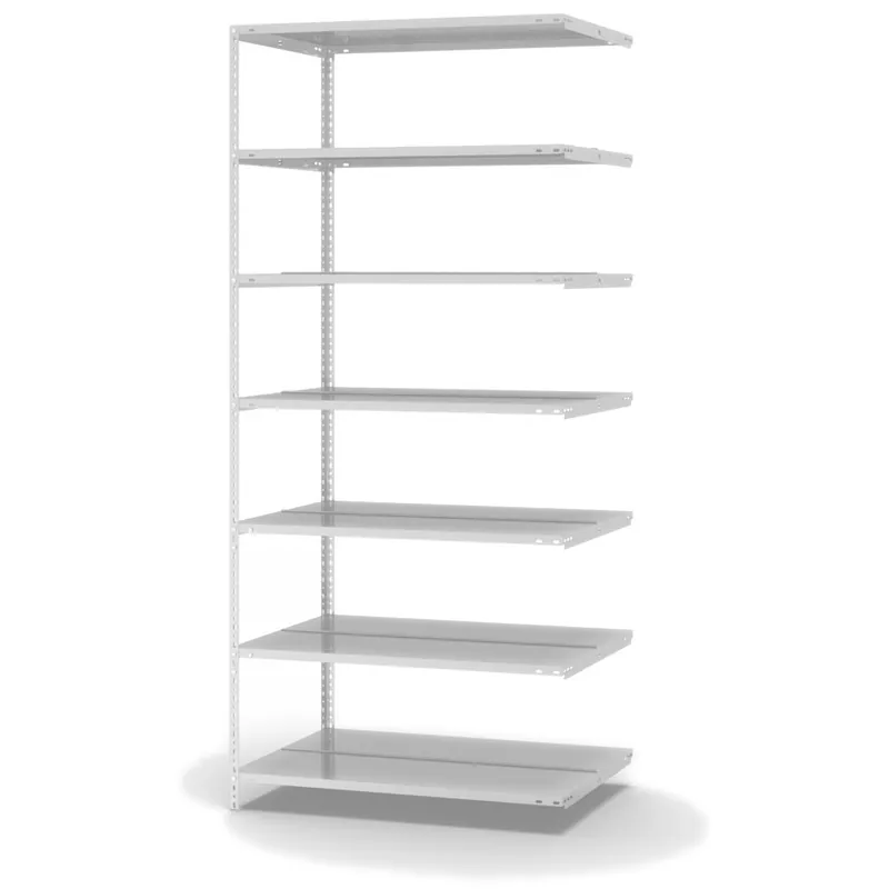 hofe Akten-Anbauregal für Zweiseitige Nutzung - Schraubsystem WR - 1000 x 600 mm2200 mm Winkelpfosten und Böden RAL7035 lichtgrau Abverkauf