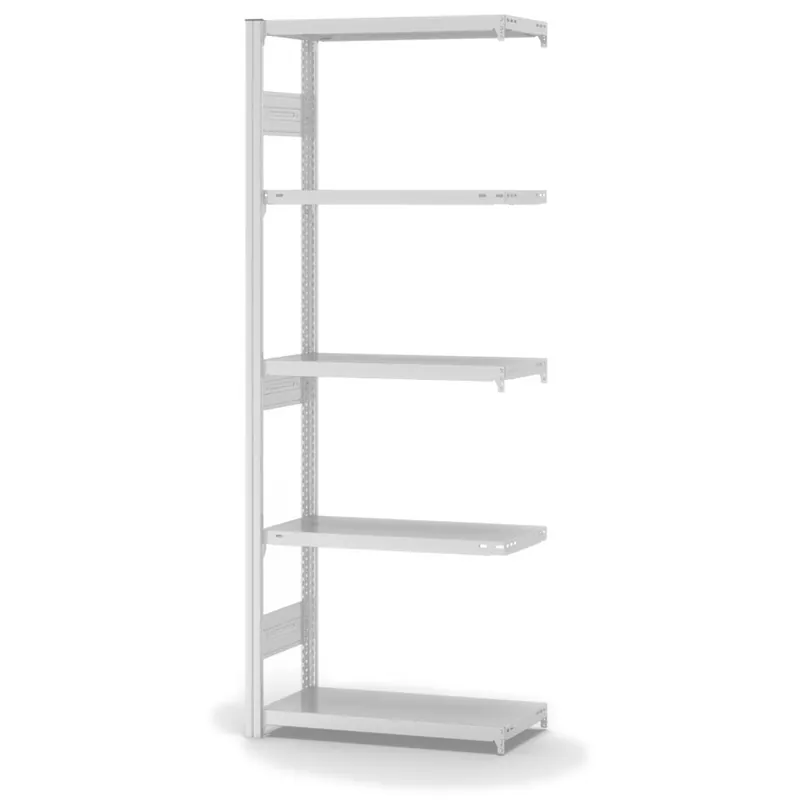 Expressversand hofe Anbau-Fachbodenregal für Beidseitige Nutzung - Stecksystem ORION PLUS - Fachlast 300 kg - H2000 B750 T300 mm - RAL7035 Lichtgrau