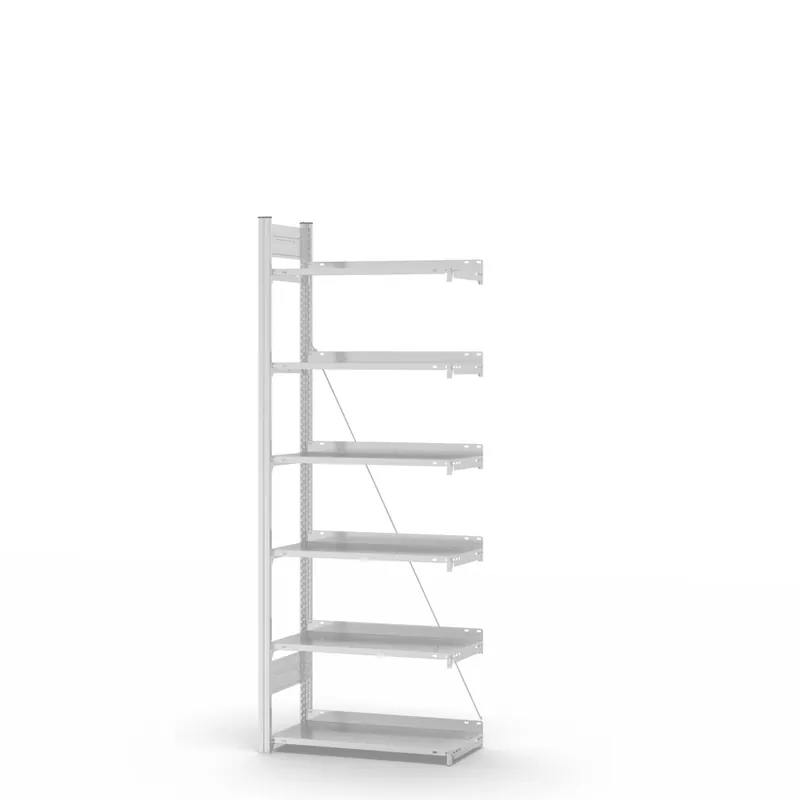Schneller Versand hofe Akten-Anbauregal für Einseitige Nutzung - Stecksystem ORION PLUS - 750x300mm 2000mm Profil+Boden lichtgrau RAL7035