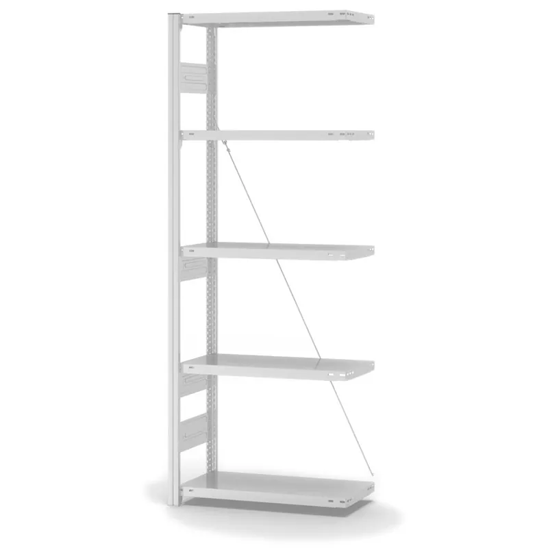 hofe Anbau-Fachbodenregal für Einseitige Nutzung - Stecksystem ORION PLUS - Fachlast 300 kg - H2000 B750 T300 mm - RAL7035 Lichtgrau Top-Seller