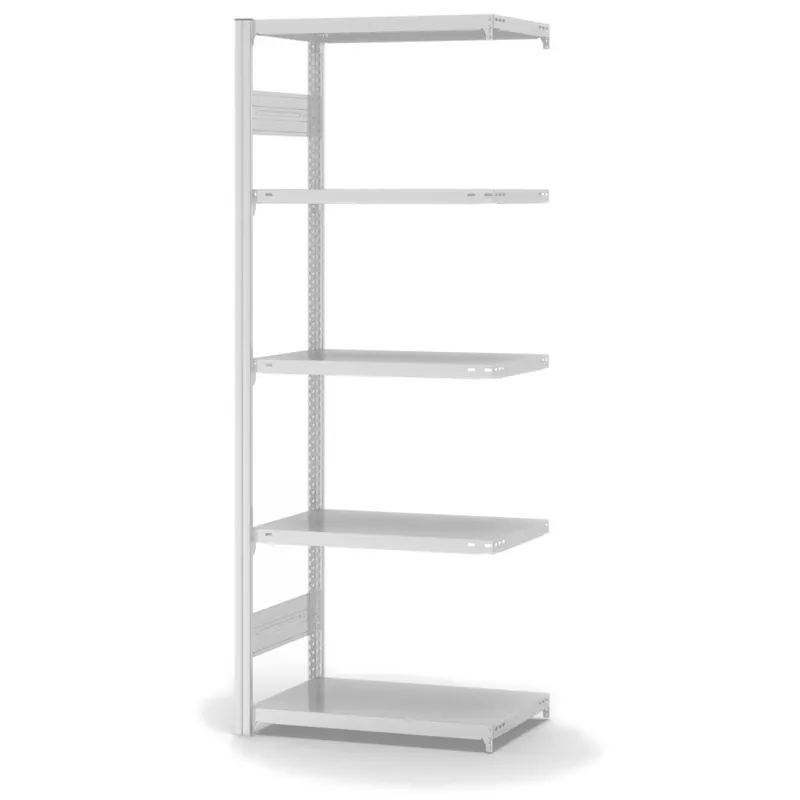 hofe Anbau-Fachbodenregal für Beidseitige Nutzung - Stecksystem ORION PLUS - Fachlast 145 kg - H2000 B750 T400 mm - RAL7035 Lichtgrau Bestseller