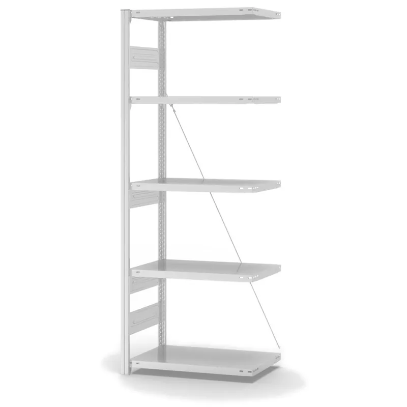 Schnäppchen hofe Anbau-Fachbodenregal für Einseitige Nutzung - Stecksystem ORION PLUS - Fachlast 300 kg - H2000 B750 T400 mm - RAL7035 Lichtgrau