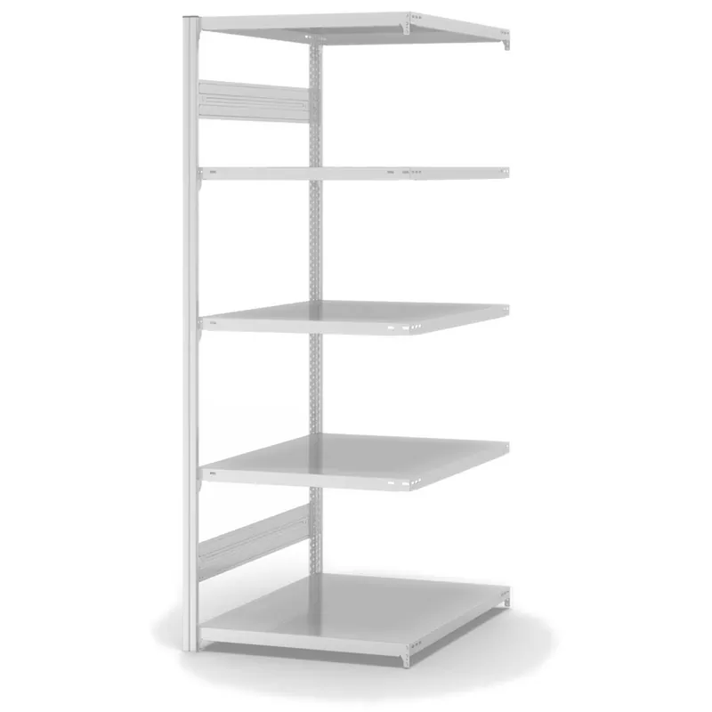 Direkt Vom Hersteller hofe Anbau-Fachbodenregal für Beidseitige Nutzung - Stecksystem ORION PLUS - Fachlast 130 kg - H2000 B750 T800 mm - RAL7035 Lichtgrau