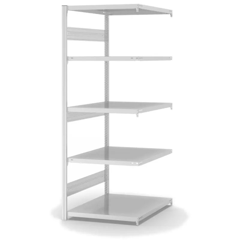 hofe Anbau-Fachbodenregal für Beidseitige Nutzung - Stecksystem ORION PLUS - Fachlast 300 kg - H2000 B750 T800 mm - RAL7035 Lichtgrau Bestseller