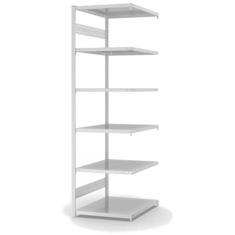 hofe Anbau-Fachbodenregal für Beidseitige Nutzung - Stecksystem ORION PLUS - Fachlast 130 kg - H2500 B750 T800 mm - RAL7035 Lichtgrau Versand Am Gleichen Tag