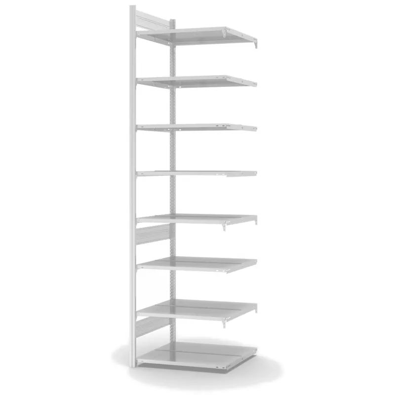 Top-Angebot hofe Akten-Anbauregal für Zweiseitige Nutzung - Stecksystem ORION PLUS - 750x600mm 2700mm Profil+Boden lichtgrau RAL7035