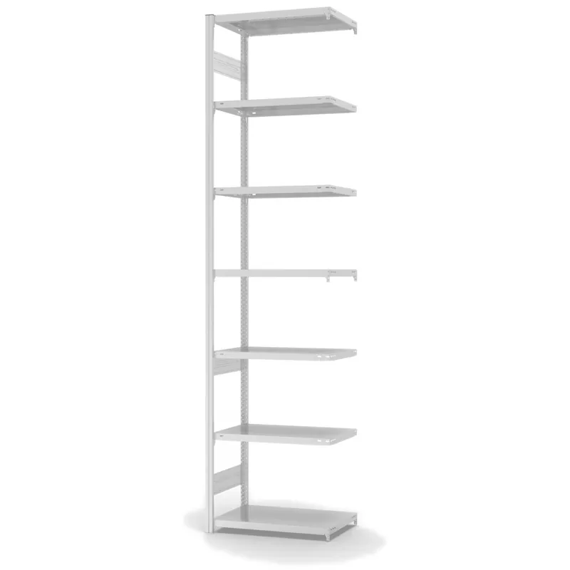 hofe Anbau-Fachbodenregal für Beidseitige Nutzung - Stecksystem ORION PLUS - Fachlast 145 kg - H3000 B750 T400 mm - RAL7035 Lichtgrau Saisonangebot